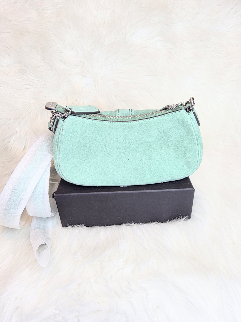 Coach Aston Mint Suede Mini Shoulder Bag with Crossbody Strap& Front Pocket NWT - Picture 9 of 11